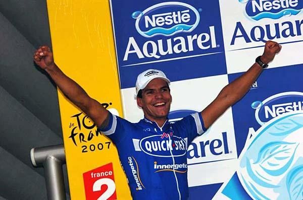 Steegmans on the podium is extremely happy.