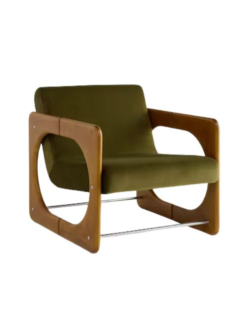 Dual Accent Chair in Olive Velvet
