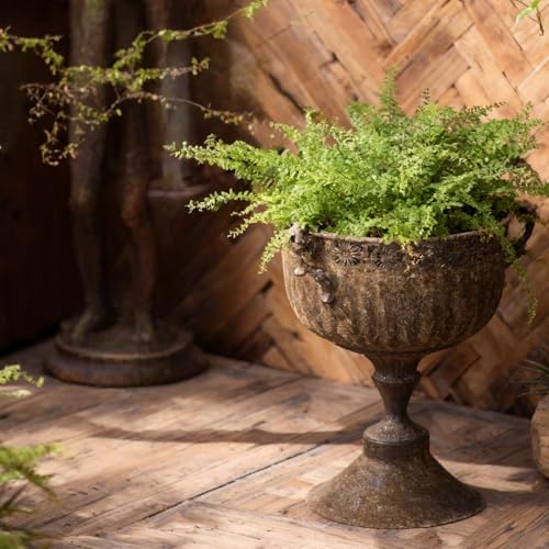 Nooneau Vintage Urn Planter With Embossed Pattern, Decorative Bronze Finish Flower Pot, Classic Round Plant Pot for Outdoor Indoor Home Garden Patio Front Porch Entryway&amp;#65288;16.2 * 12.2 * 15.8&amp;#65289;