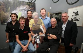 The evening's four panelists along with editors of Procycling and Cyclingnews.