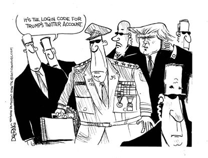 Political cartoon U.S. Donald Trump Twitter security