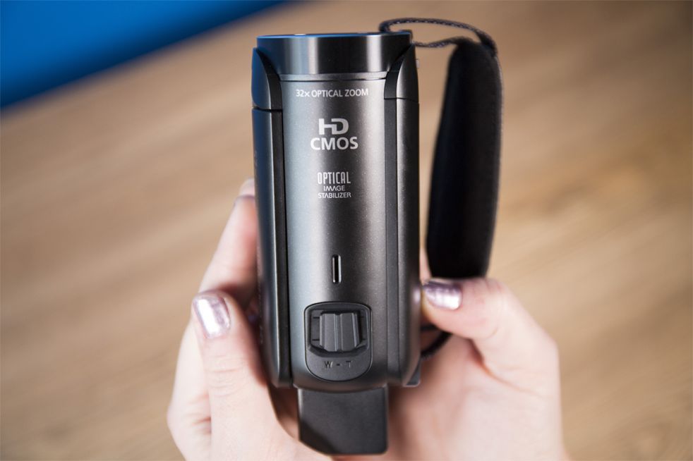 The Canon Vixia shoots in 1080p and has a rotating LCD screen.