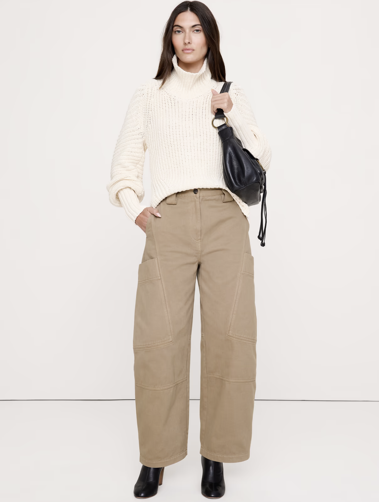Banana Republic, High-Rise Cotton-Linen Barrel Pant