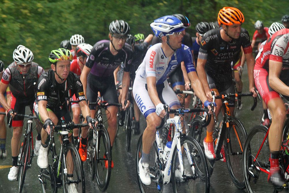 Chris Jones (UnitedHealthcare) leads his group up the hill.