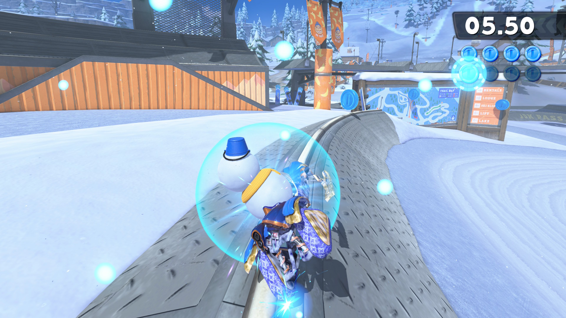 Snowman completing a mission in Mario Kart World