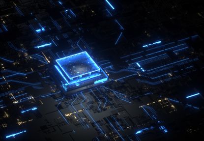 a 3d rendering of an artificial intelligence semiconductor chip