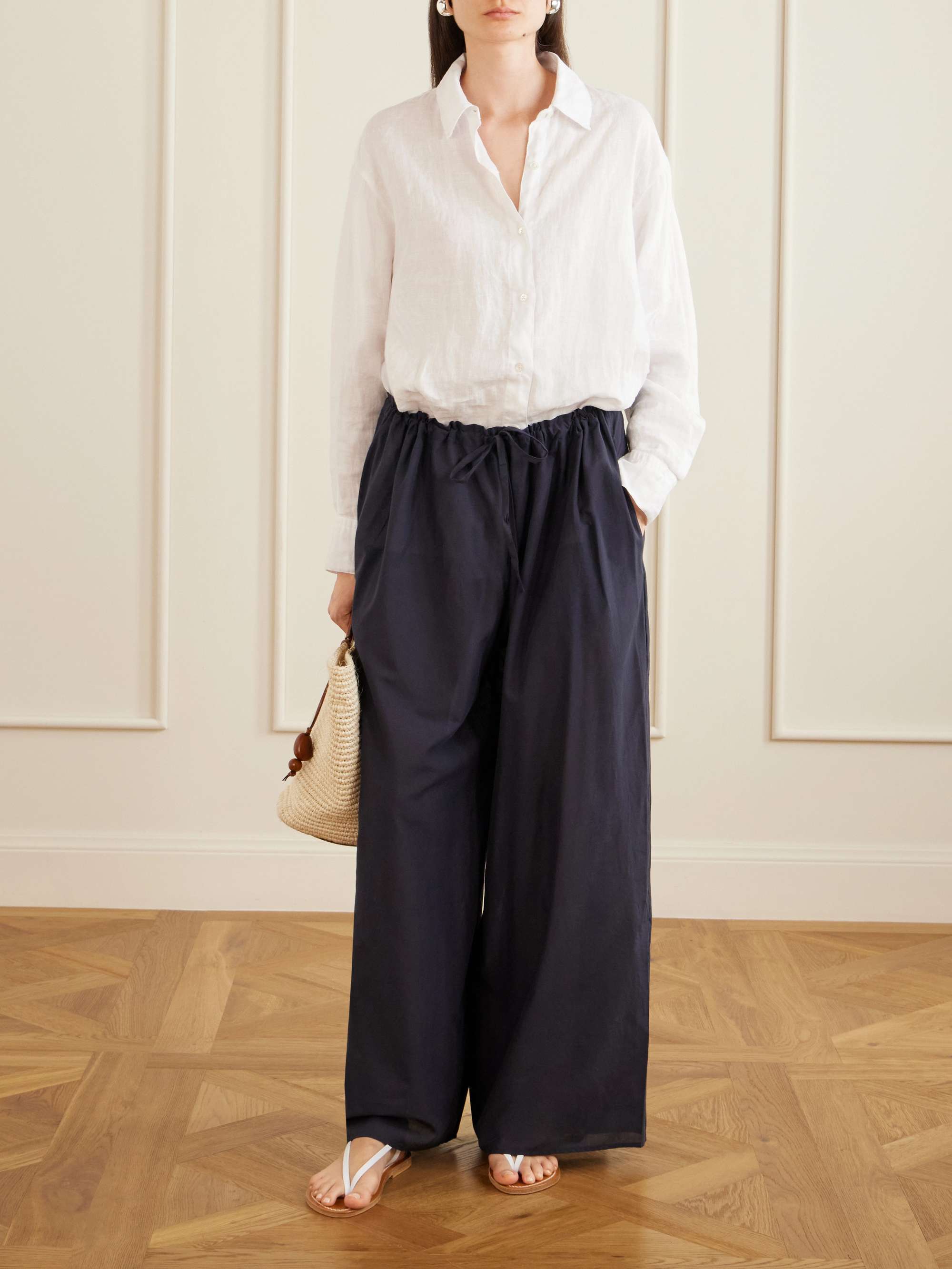 The Pantaloons Cotton-Poplin Wide-Leg Pants