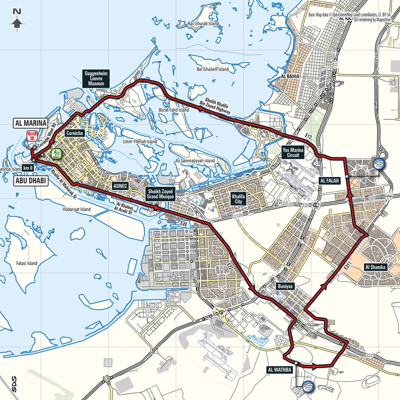 2018 Abu Dhabi Tour stage 3 map