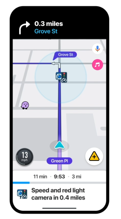 Waze camera alerts and traffic updates