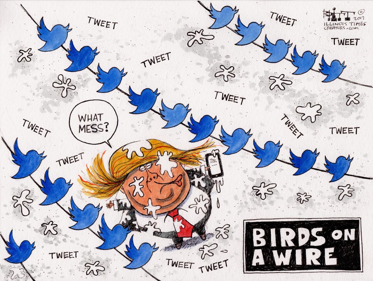 Political cartoon U.S. Trump tweets