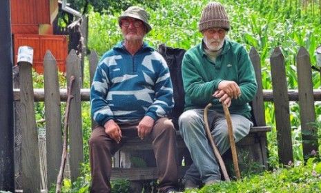 Old people on park bench