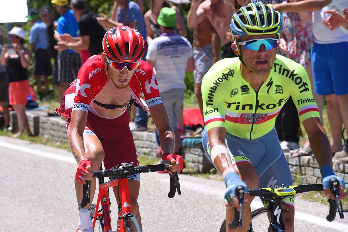 Rafal Majka (Tinkoff) on the attack with Ilnur Zakarin (Katusha)