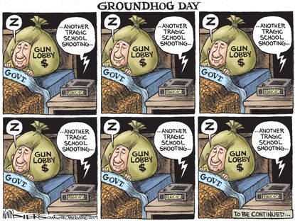 Political Cartoon U.S. Yet Another School Shooting Gun Lobby