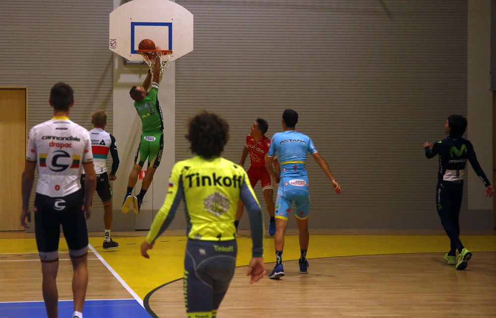 Riders had time for a game of hoops at the Bahrain Merida camp