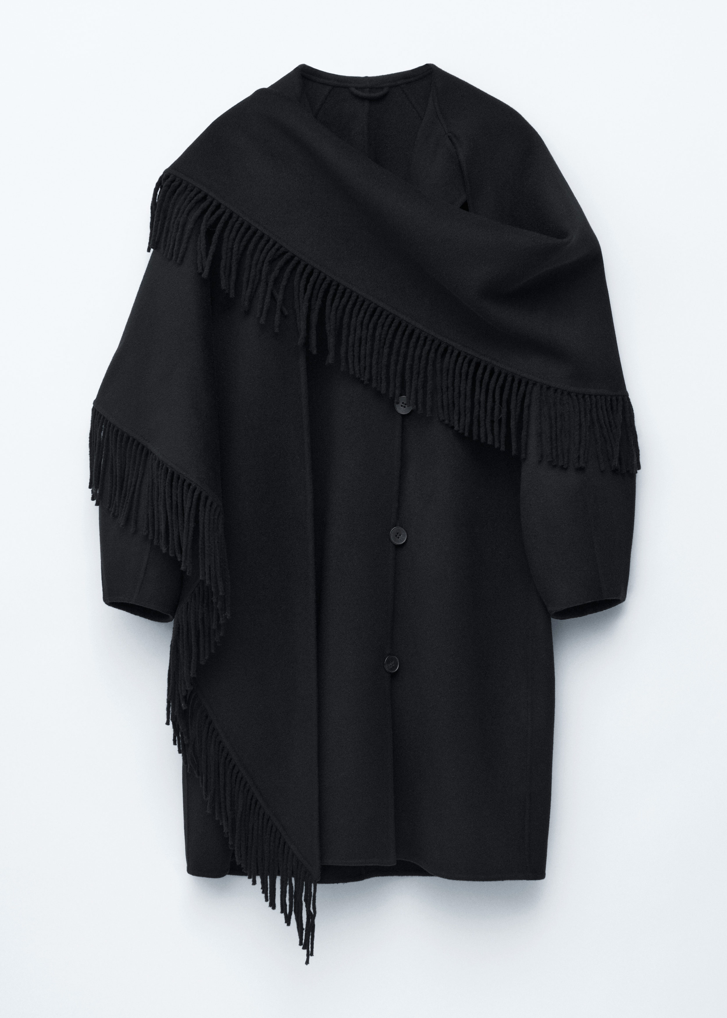 Fringed Shawl Wool Coat