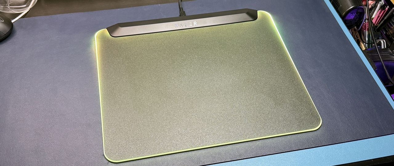 colorful razer mouse pad on desk