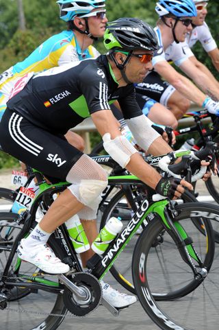 Juan Antonio Flecha in bandages after being hit by a car on stage nine, Tour de France 2011, stage 10