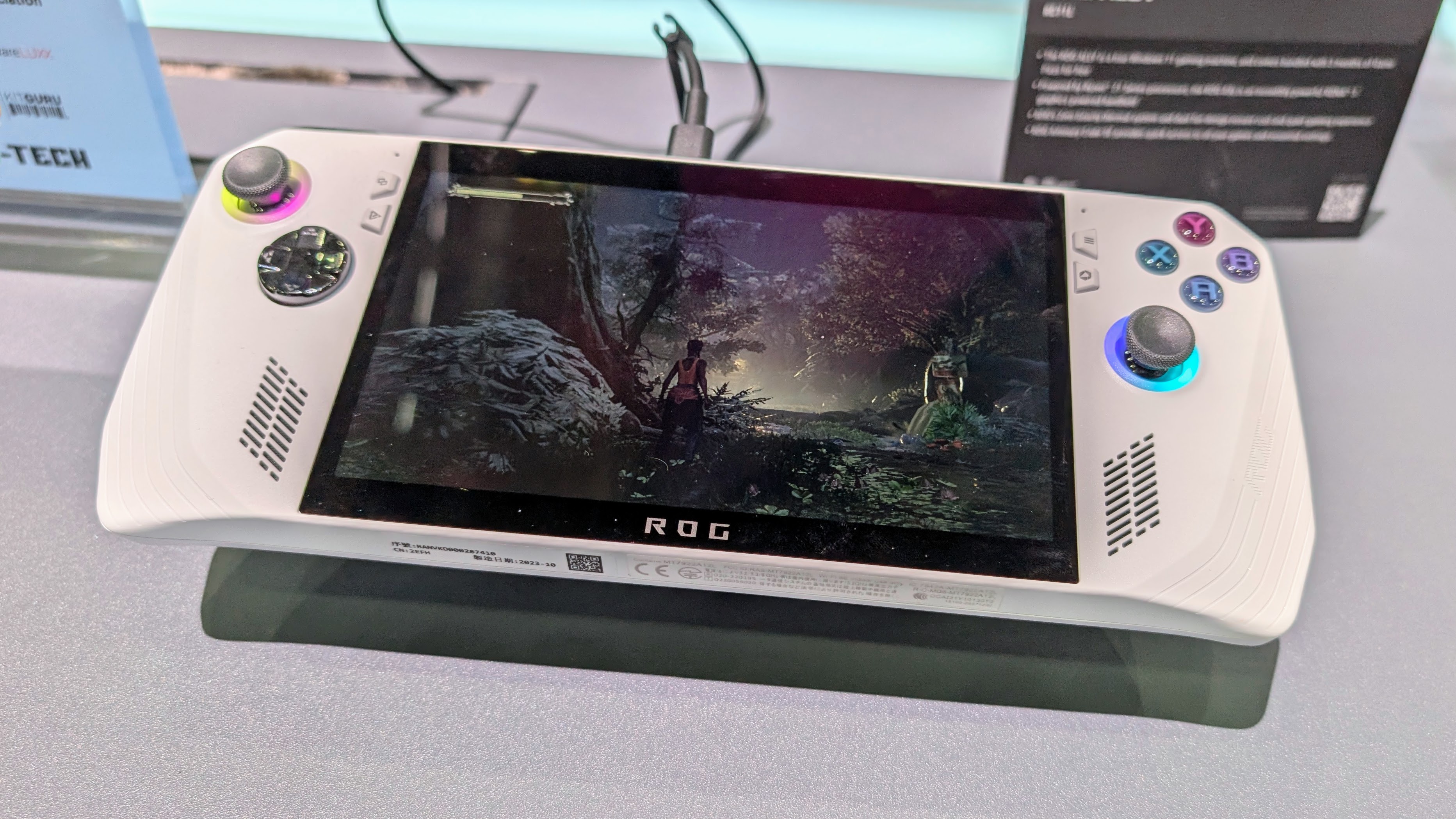 AMD powered Asus ROG Ally handheld gaming machine on display at Computex 2025