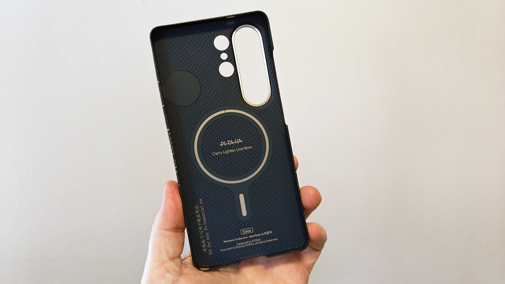 A Pitaka Edge case on a Samsung Galaxy S26 Ultra