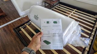 Zinus Green Tea memory foam mattress rolled up