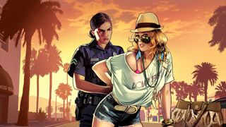 Police officer arrests women on Grand Theft Auto V loading screen