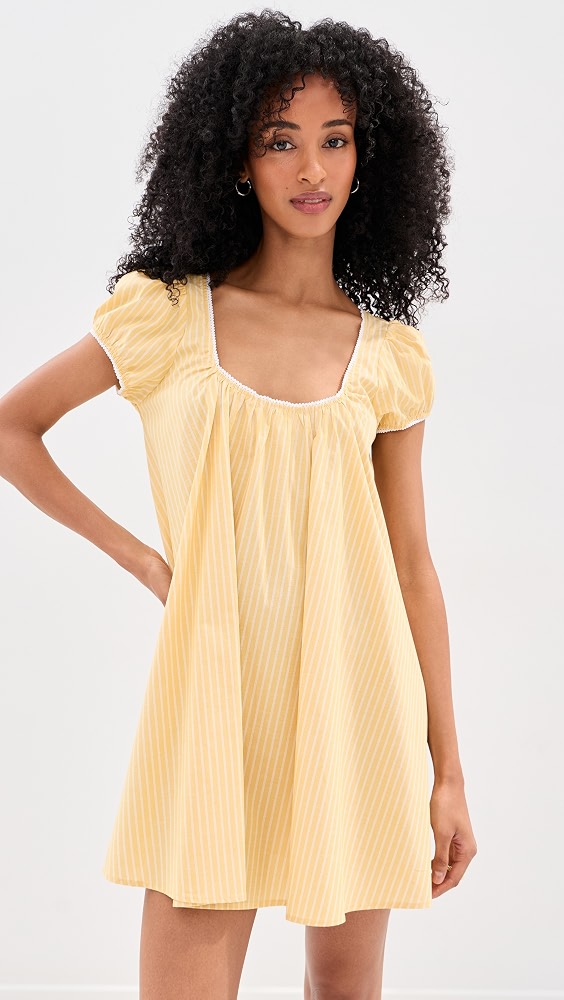 Babydoll Dress - Ivory/black Stripe