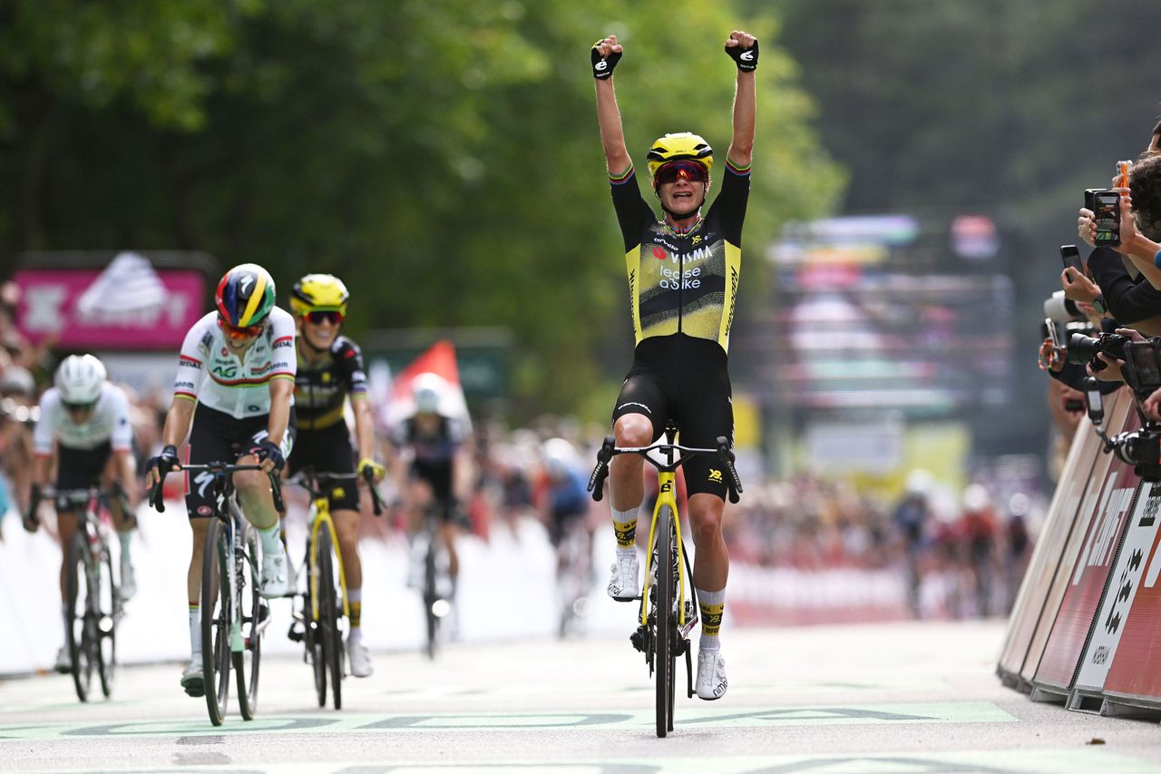 Marianne Vos wins stage 1 of the Tour de France Femmes 2025.