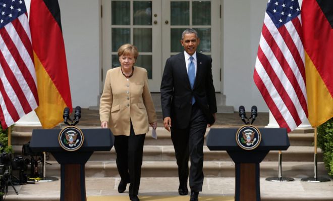 Barack Obama and Angela Merkel at The White House