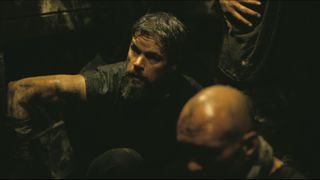 Matt Damon as Odysseus inside the horse in The Odyssey