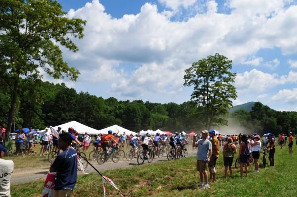 It was hot and dusty as racers headed toward the first climb.