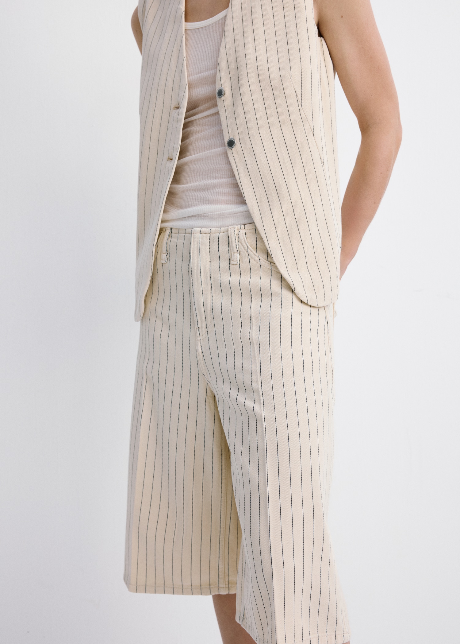 Mid-Rise Striped Bermuda Shorts - Women | Mango Usa