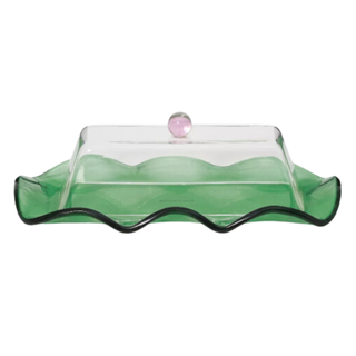 clear and green glass butter dish by Sophie Lou Jacobsen