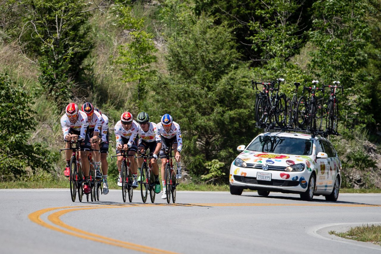 Jelly Belly comes up the climb
