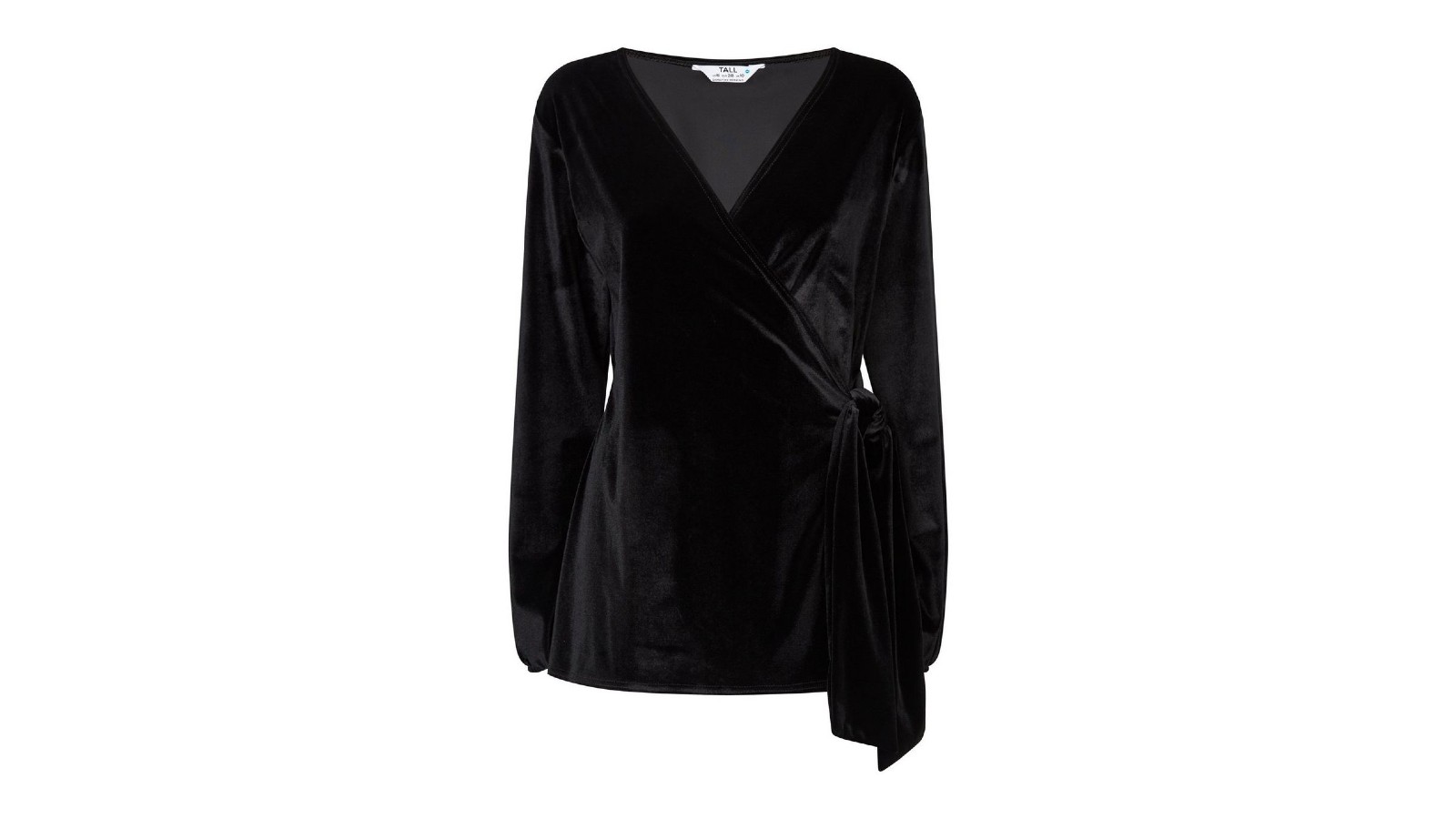 Dorothy Perkins Tall black velvet wrap top