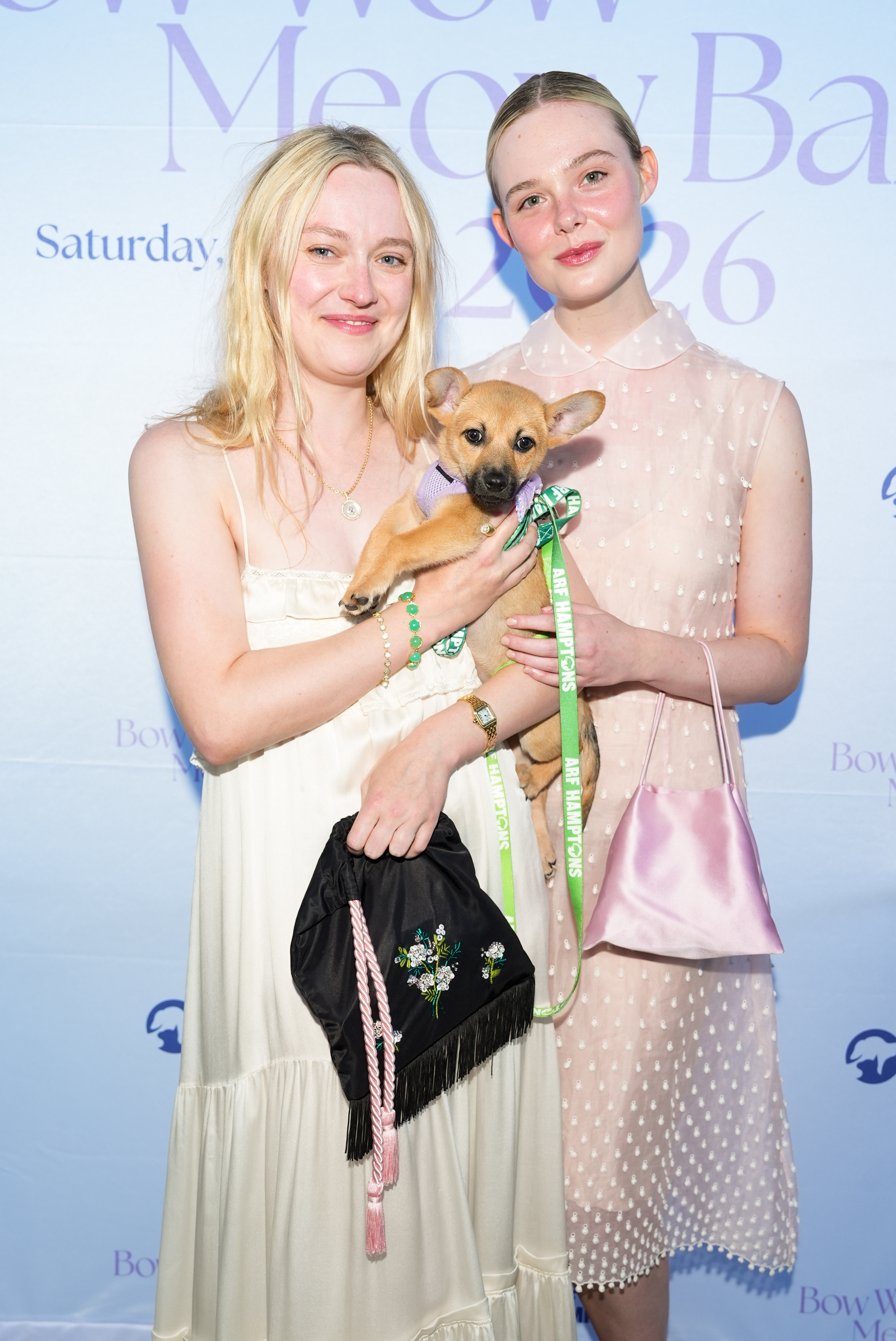 Sisters Dakota and Elle Fanning coordinated in the slouchy pouch bag trend