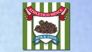 The logo of the Athletico Mince podcast on a blue background