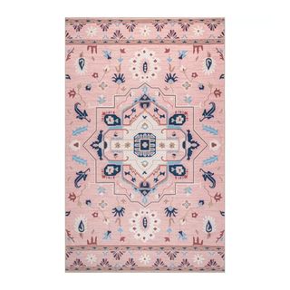 Boho style patterned rug in blush hues