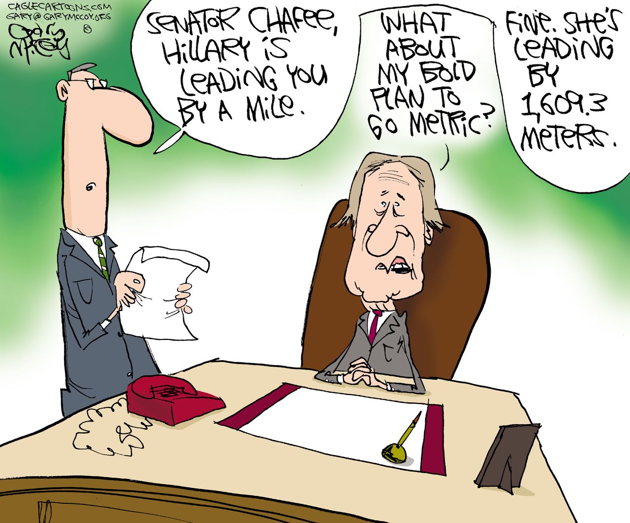 Political cartoon U.S. Chafee 2016