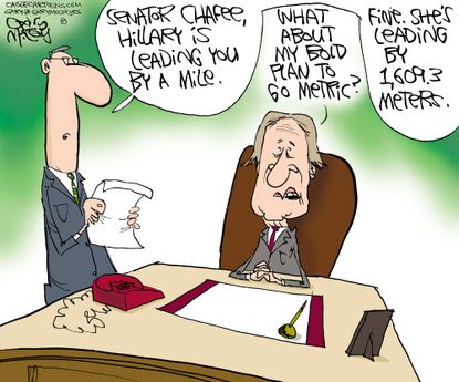Political cartoon U.S. Chafee 2016