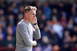Kieran McKenna, Manager of Ipswich Town, looks on during the Sky Bet League One between Fleetwood Town and Ipswich Town at Highbury Stadium on May 07, 2023 in Fleetwood, England.