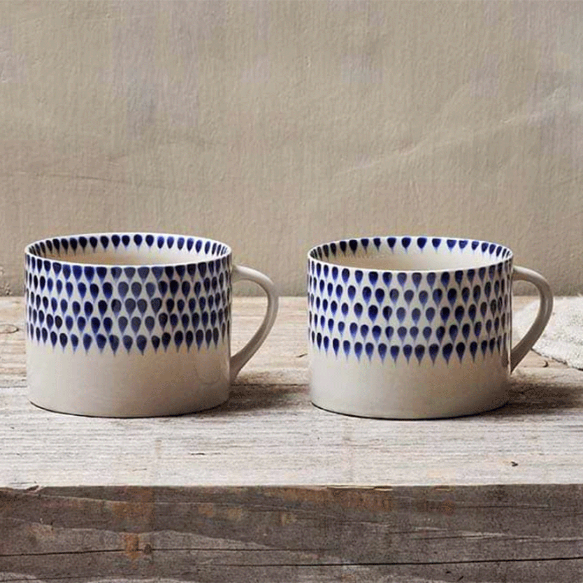 nkuku, Indigo Drop Mug - Cream & Indigo - Large (set of 2)