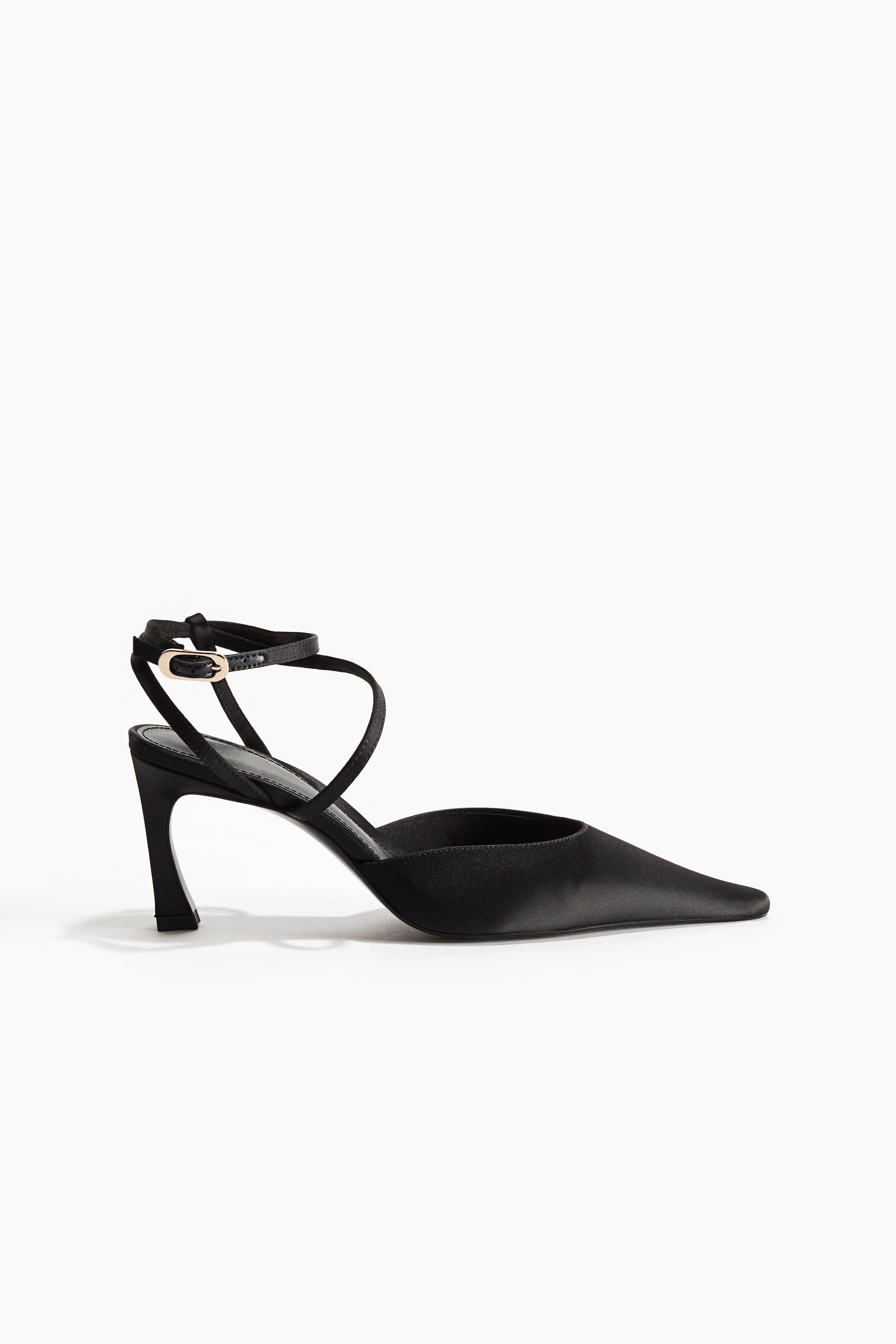 Pointed Satin Pumps - Black