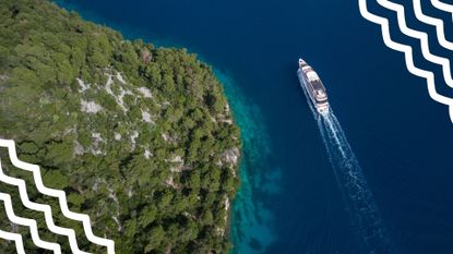 A ship offering mini cruises sails round an island in Croatia