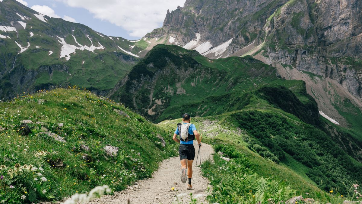 Jake Catterall running in the Alps