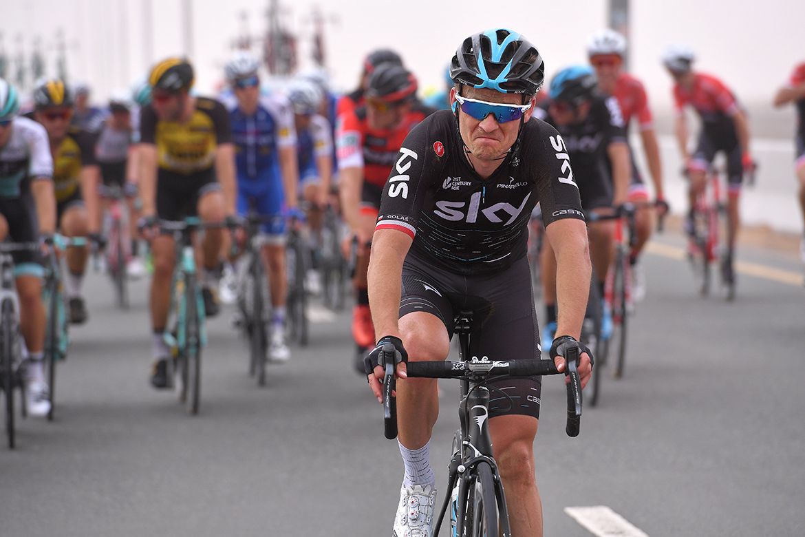 Michal Golas doesn't look happy with the conditions