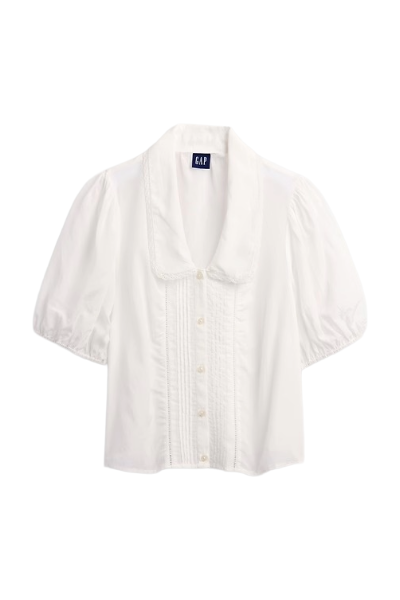 Gap, Puff-Sleeve Collared Top
