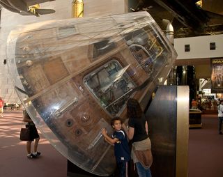 The Apollo 11 command module on display at the Air & Space Museum in Washington.
