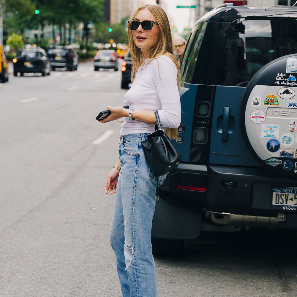 how to wear a white long-sleeve tee