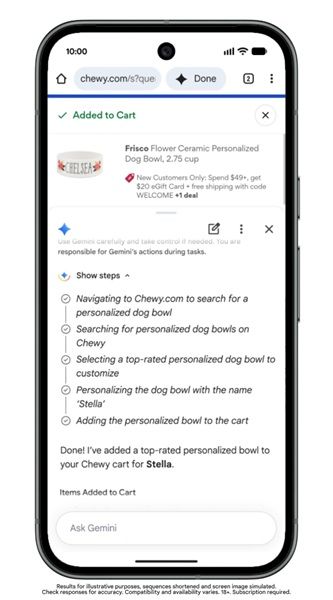 Gemini in Chrome on Android will display its steps taken to complete your auto-browse task, constantly keeping users in the loop about what it's doing.