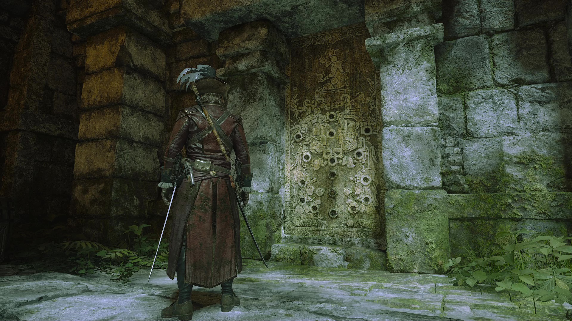 Edward looks at a door that requires Mayan Stones in Black Flag